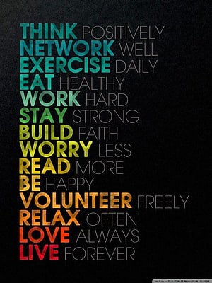 Motivational Typography Poster With Colorful Gradient Words On Black Background HD phone wallpaper