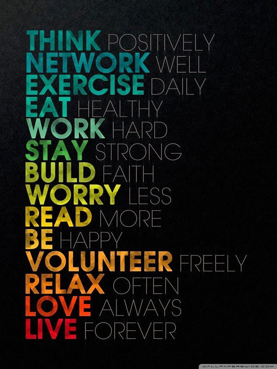 Motivational Typography Poster With Colorful Gradient Words On Black Background HD phone wallpaper