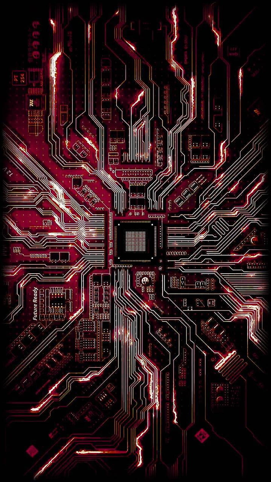 Glowing Red Circuit Board Technology Abstract Digital Art Wallpaper HD phone wallpaper