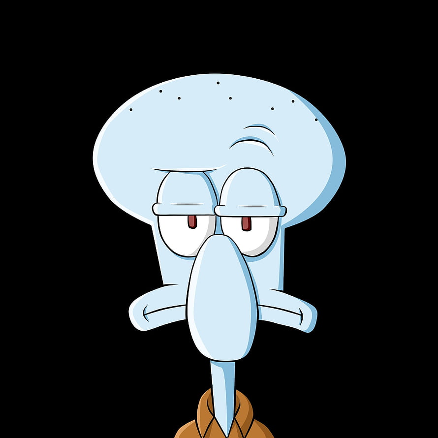 Squidward Tentacles from SpongeBob SquarePants with a tired and unamused expression on a black background HD phone wallpaper