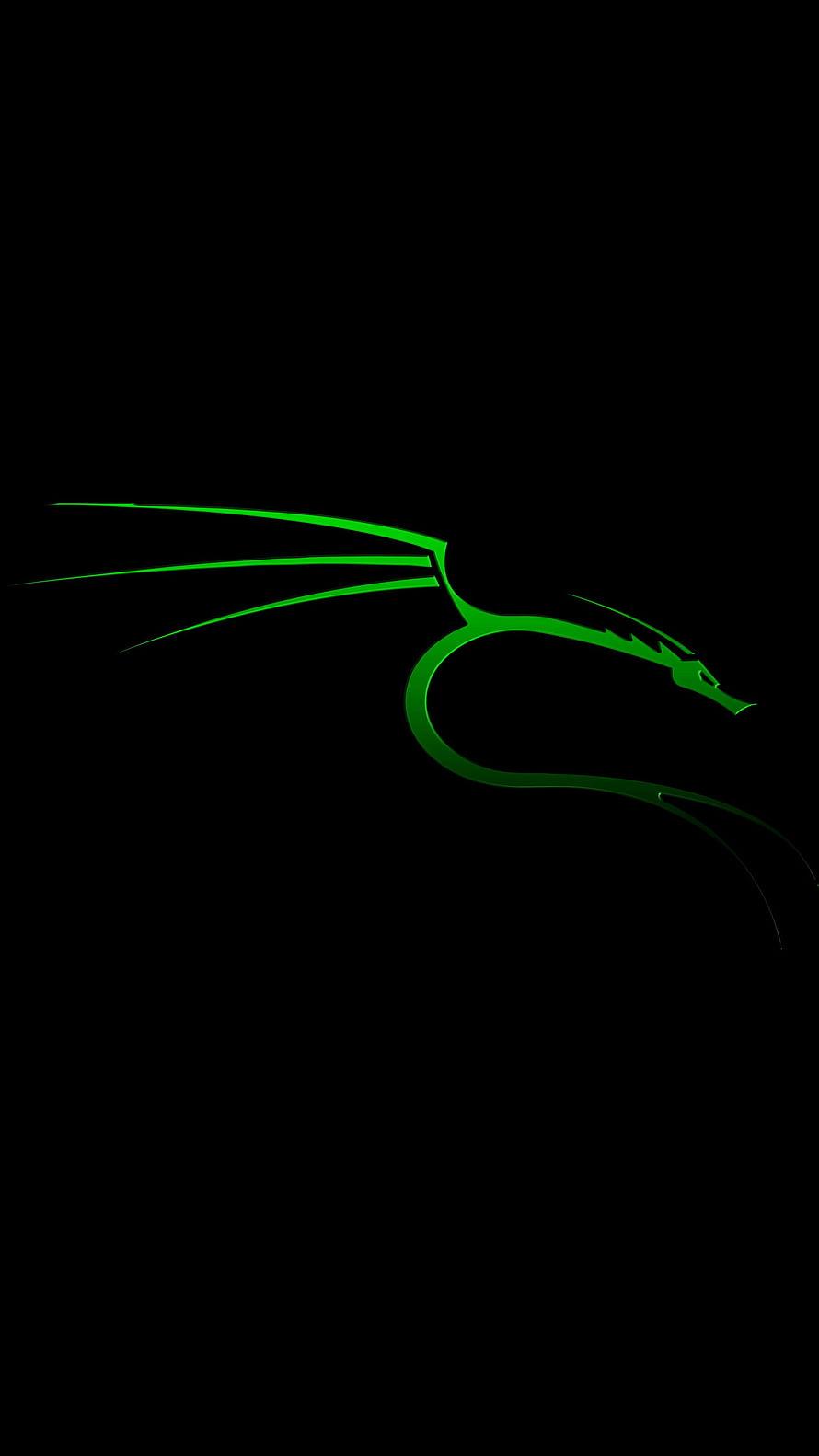 Minimalist Green Dragon Line Art on Black Background HD phone wallpaper