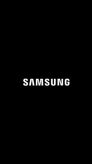 Minimalist Samsung Logo on Pure Black Background HD phone wallpaper