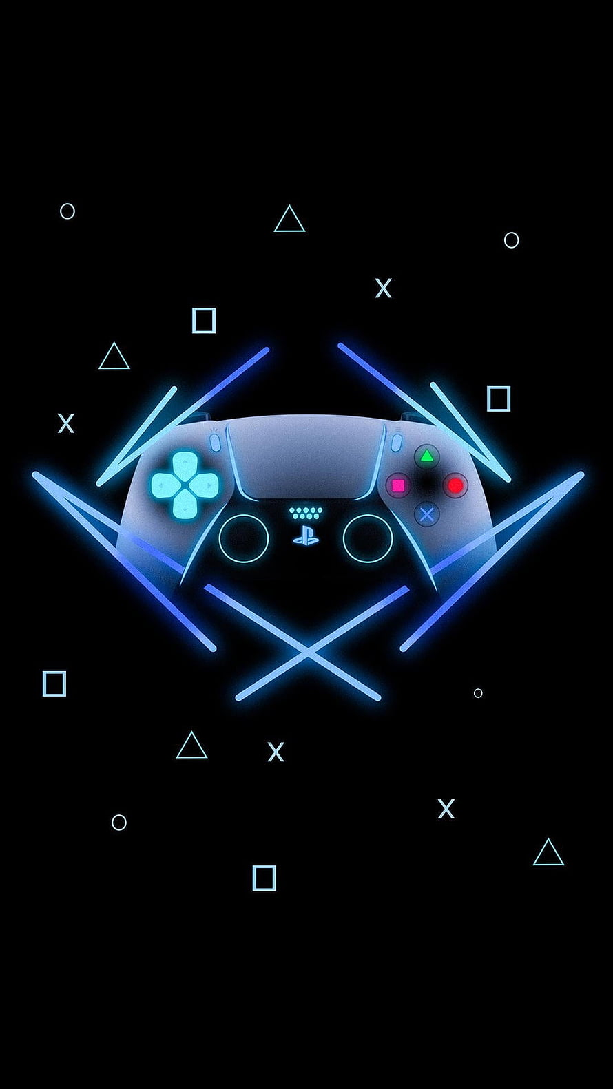Neon Blue PlayStation 5 DualSense Controller Wallpaper HD phone wallpaper
