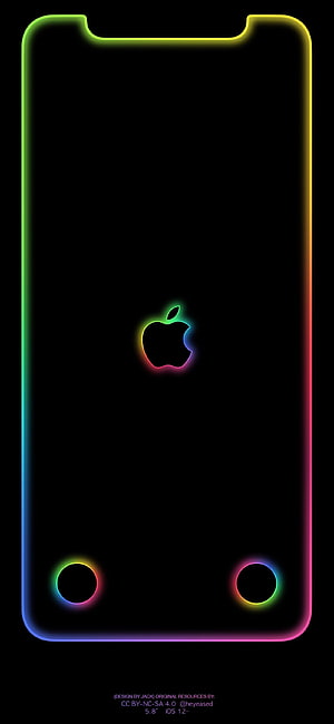 Neon Rainbow Apple Logo iPhone Wallpaper HD phone wallpaper