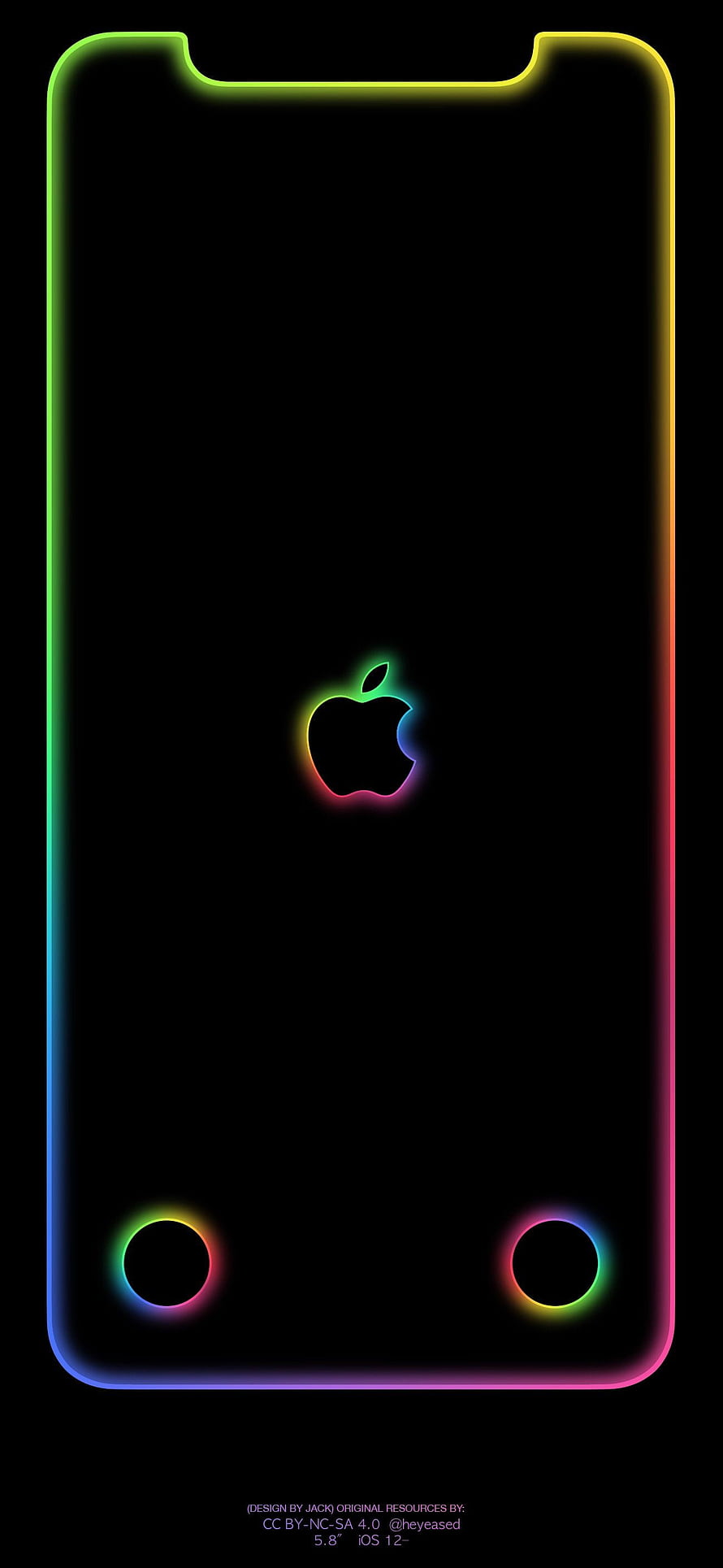 Neon Rainbow Apple Logo iPhone Wallpaper HD phone wallpaper