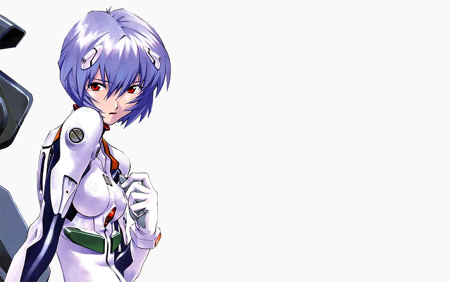 Rei Ayanami in White Plugsuit from Neon Genesis Evangelion Anime Character Art HD wallpaper