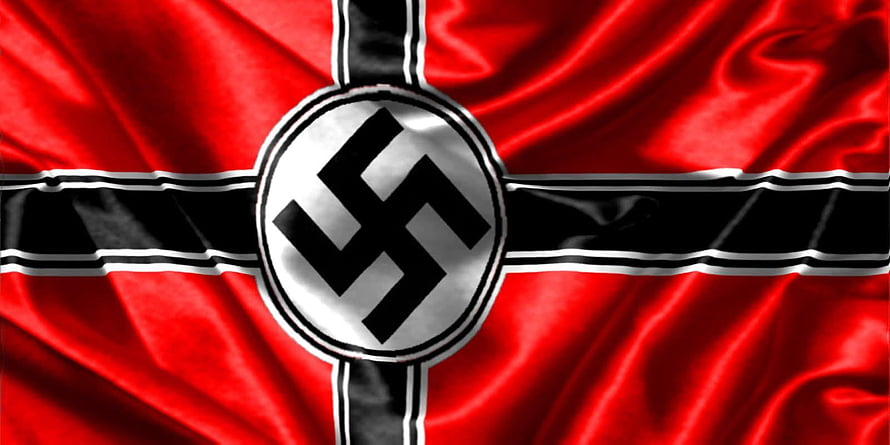 Red and Black Nazi Flag with Swastika Emblem on Waving Fabric HD wallpaper
