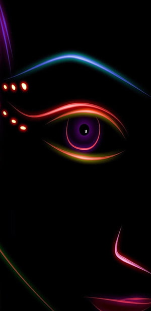 Neon Glowing Eye Abstract Art With Vibrant Colorful Light Streaks On Black Background HD phone wallpaper