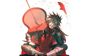 Madara Uchiha Anime Character Sitting With Giant Sword And Red Koi Fish HD wallpaper