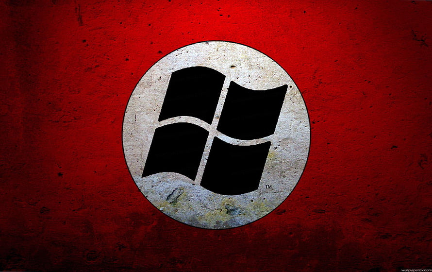 Grungy Windows Logo on Red Textured Background HD wallpaper