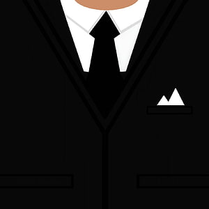 Minimalist Black Suit And Tie Vector Illustration With White Pocket Square HD phone wallpaper