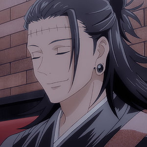 Suguru Geto Anime Character Portrait with Closed Eyes and Traditional Attire HD phone wallpaper