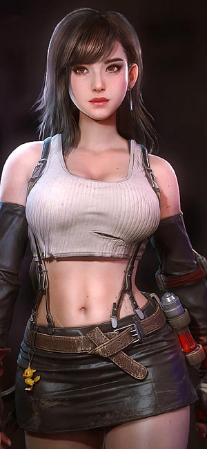 Tifa Lockhart Final Fantasy 7 Remake Character Portrait in Leather Outfit HD phone wallpaper