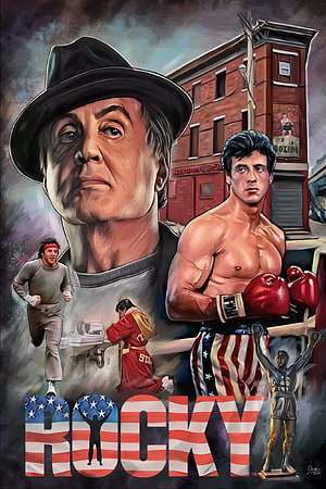 Rocky Balboa Artwork Featuring Training Montage and Iconic Statue HD phone wallpaper