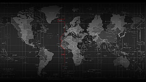 Dark World Map With Red Route Line Across Atlantic Ocean HD wallpaper