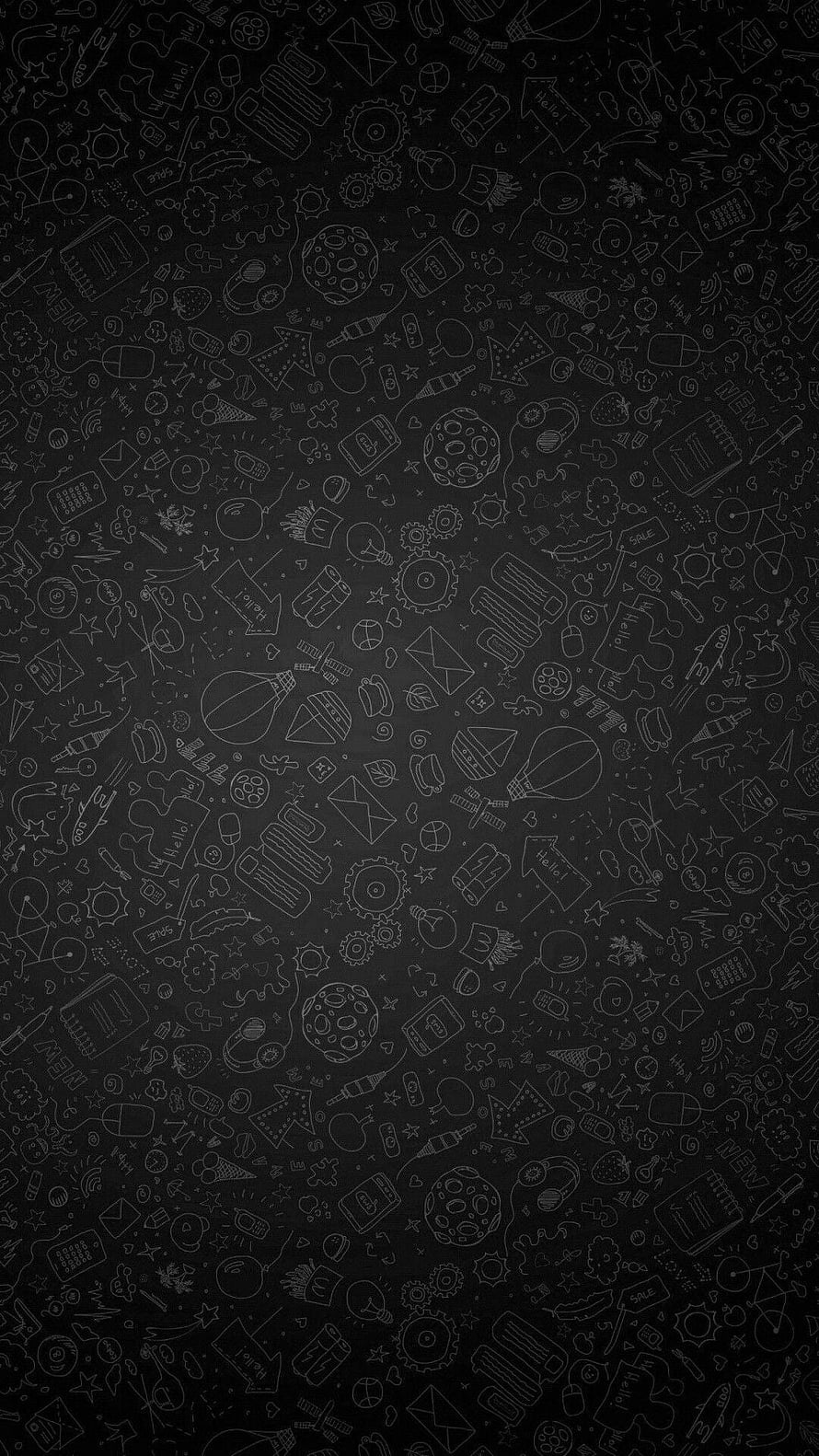 Dark Chalkboard Doodle Pattern with Creative Icons and Sketches HD phone wallpaper