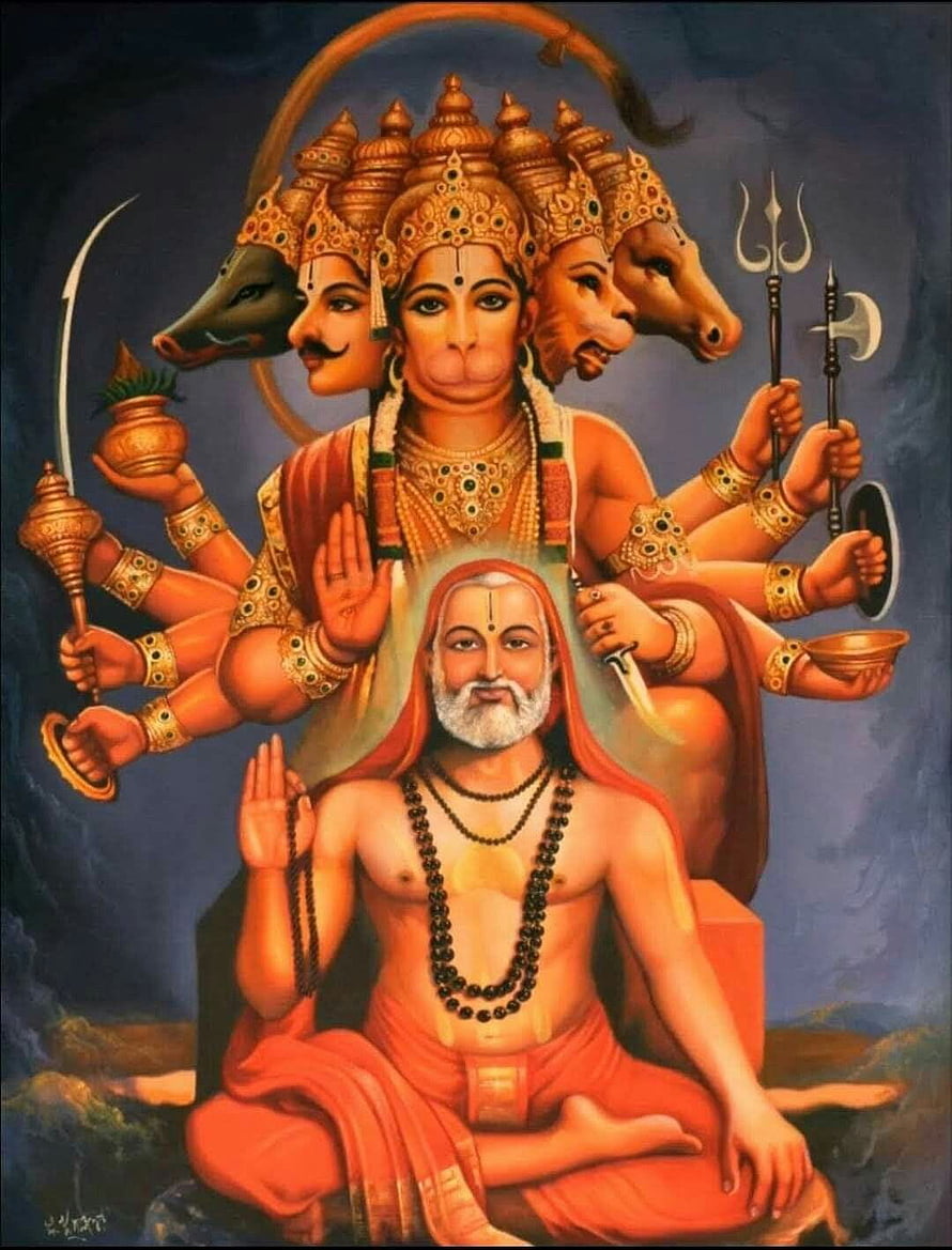 Hindu Deity Mahakal with Five Heads and Sage Dattatreya Sitting in Meditation HD phone wallpaper