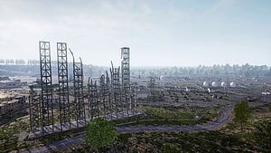 PUBG Erangel Map Industrial Zone with Metal Scaffolding and Storage Tanks HD wallpaper