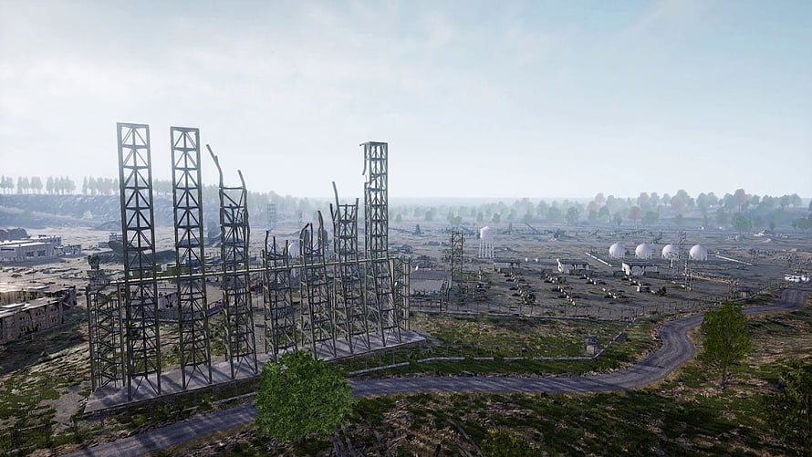 PUBG Erangel Map Industrial Zone with Metal Scaffolding and Storage Tanks HD wallpaper