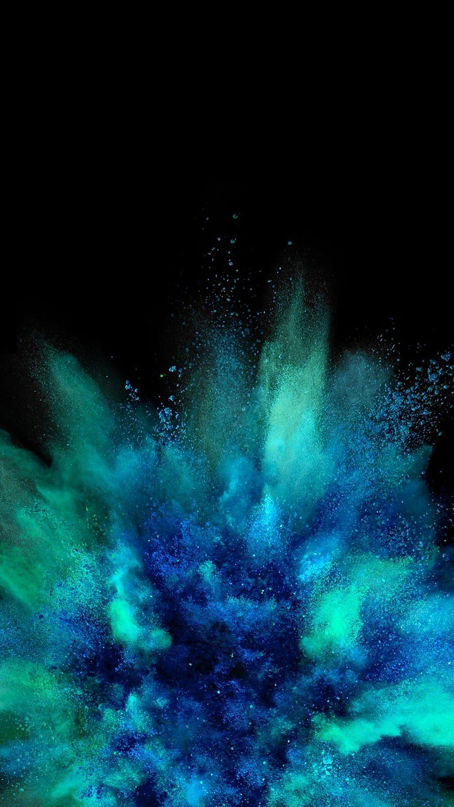 Abstract Blue and Green Powder Explosion on Black Background HD phone wallpaper