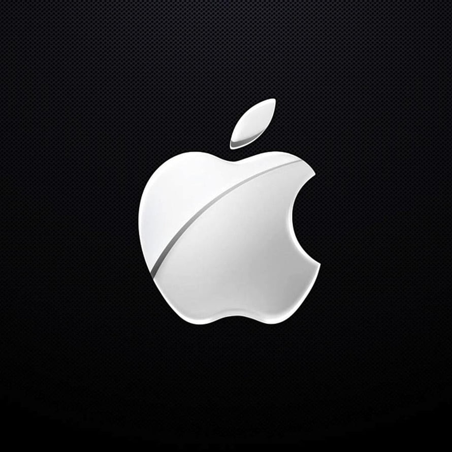 Glossy White Apple Logo Icon on Dark Textured Background HD phone wallpaper