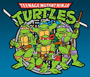 Teenage Mutant Ninja Turtles Classic Team Logo with Weapons and Masks HD wallpaper