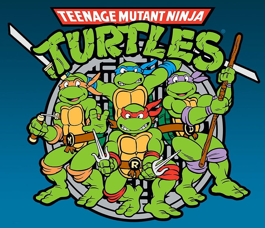 Teenage Mutant Ninja Turtles Classic Team Logo with Weapons and Masks HD wallpaper