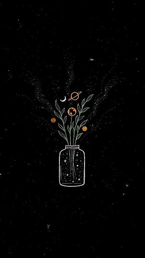 Cosmic Universe in a Glass Jar with Planets and Stars Illustration HD phone wallpaper