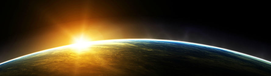 Sunrise Over Earth Horizon From Space With Golden Sunlight And Atmospheric Glow HD wallpaper