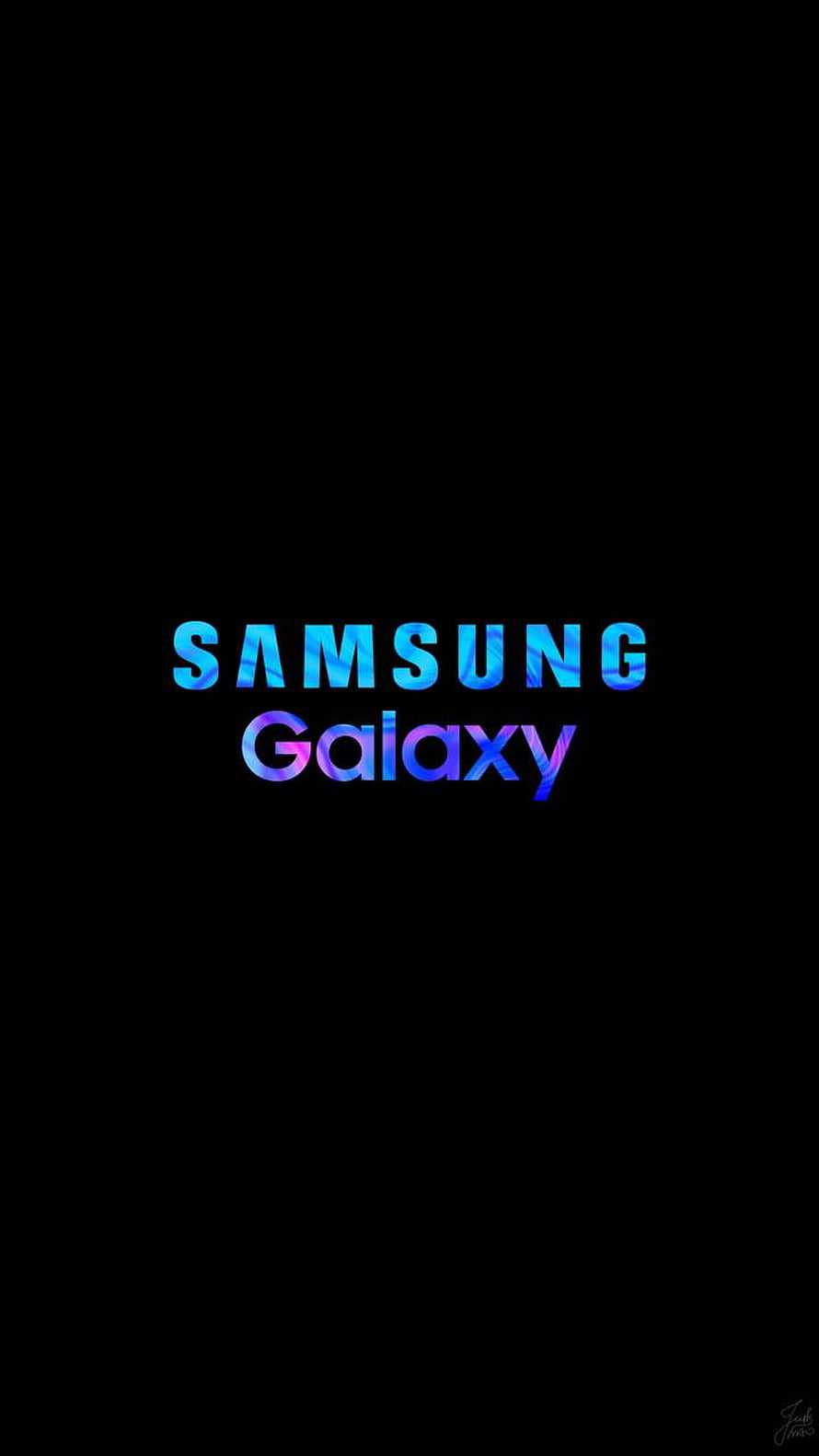 Samsung Galaxy Logo with Iridescent Blue and Purple Gradient on Black Background HD phone wallpaper