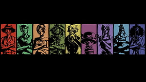 One Piece Straw Hat Pirates Character Lineup in Colorful Pop Art Style HD wallpaper