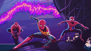 Spider-Man 2099, Miles Morales, and Peter Parker in Dynamic Action Poses, spiderman no way home pc, #Spider HD wallpaper