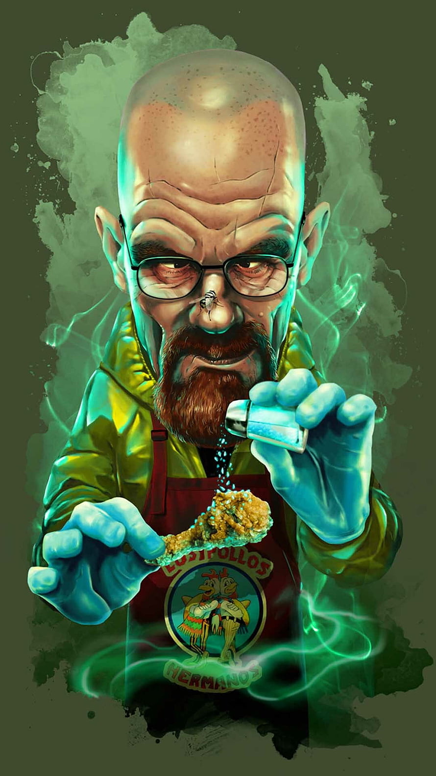Breaking Bad Walter White Digital Art with Green Smoke and Lab Apron HD phone wallpaper