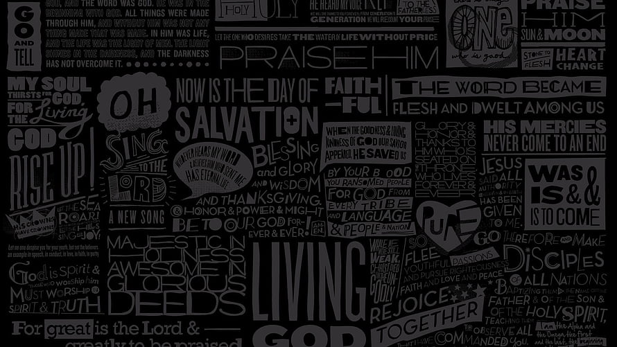 Black and White Christian Typography Art with Bible Verses and Faith Words HD wallpaper