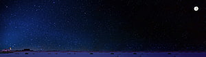 Starry Night Sky Over Desert Road With Moon And Distant Car HD wallpaper