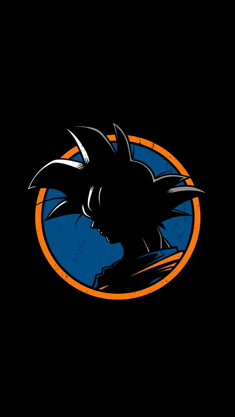 Dragon Ball Z Goku Silhouette Portrait in Blue and Orange Circle HD phone wallpaper