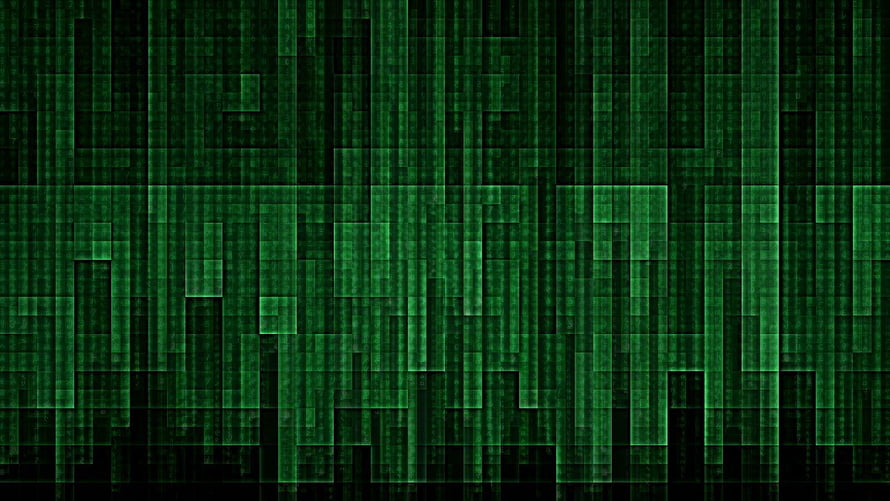 Digital Matrix Code Rain with Glowing Green Characters on Black Background HD wallpaper