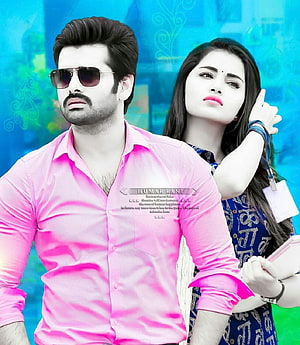 Rashmika Mandanna and Allu Arjun in vibrant pink shirt and blue dress, L, south hero and heroine HD phone wallpaper