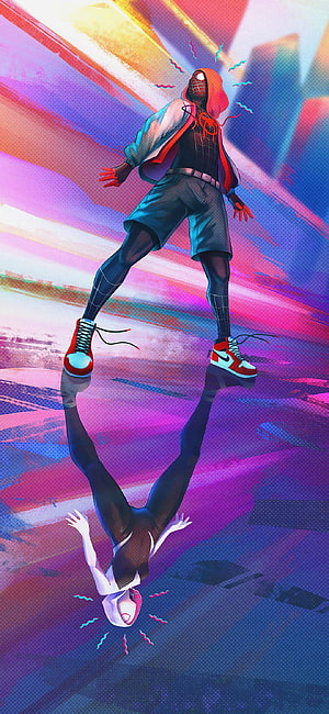 Miles Morales and Gwen Stacy Spider-Verse Artwork HD phone wallpaper