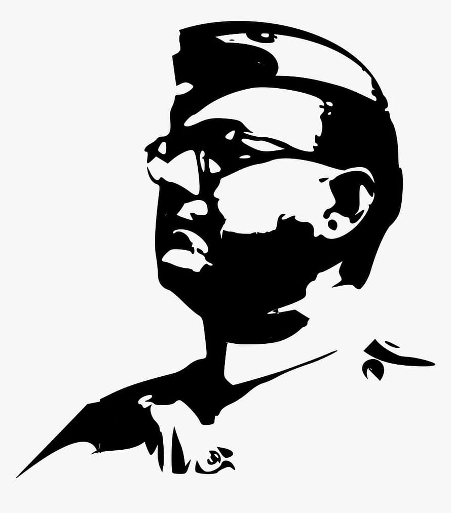 Black and White Silhouette Portrait of a Man in Profile, Netaji Subhas Chandra Bose, nethaji HD phone wallpaper