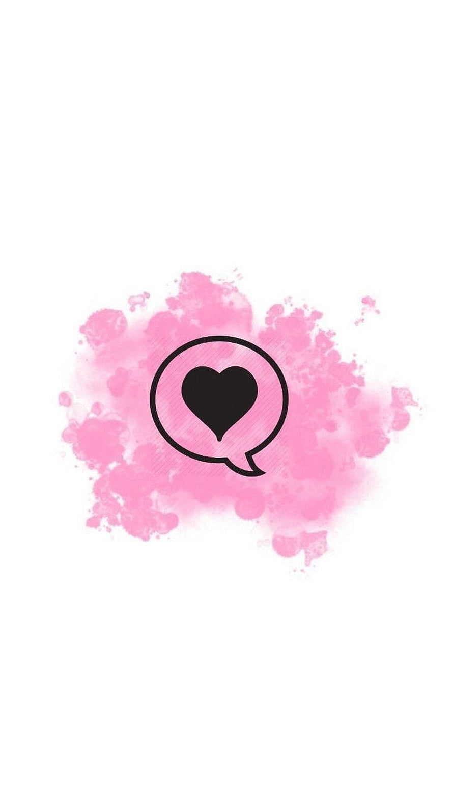 Pink Watercolor Splash With Heart Speech Bubble Icon On White Background HD phone wallpaper