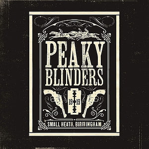 Peaky Blinders Vintage Poster Art Featuring Revolvers and 1919 Birmingham Emblem HD phone wallpaper