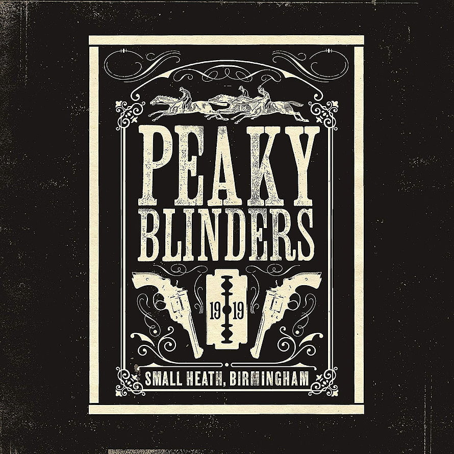 Peaky Blinders Vintage Poster Art Featuring Revolvers and 1919 Birmingham Emblem HD phone wallpaper