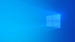 Windows 10 Default Blue Desktop Background with Glowing Window Logo HD wallpaper