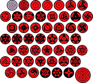 Complete Collection of Naruto Sharingan Eye Variations and Kyuubi Symbols HD wallpaper
