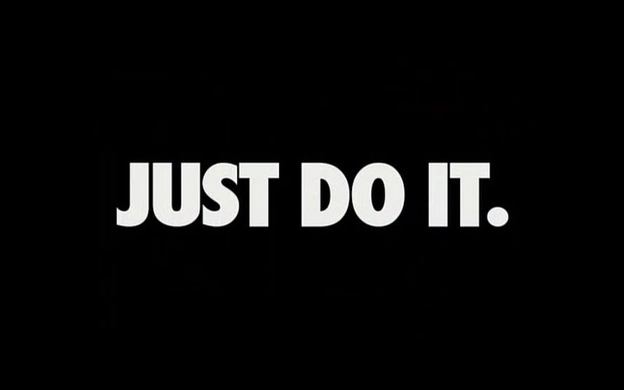 Nike Just Do It Slogan in Bold White Typography on Black Background HD wallpaper