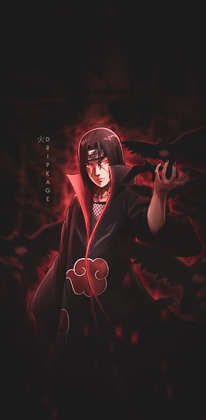Itachi Uchiha Akatsuki Cloak Anime Character Art HD phone wallpaper