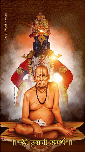 Swami Samarth Meditation Portrait With Lord Shiva Background HD phone wallpaper