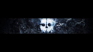 Dark Blue Glowing Skull Artwork With Smoky Texture And Abstract Background HD wallpaper