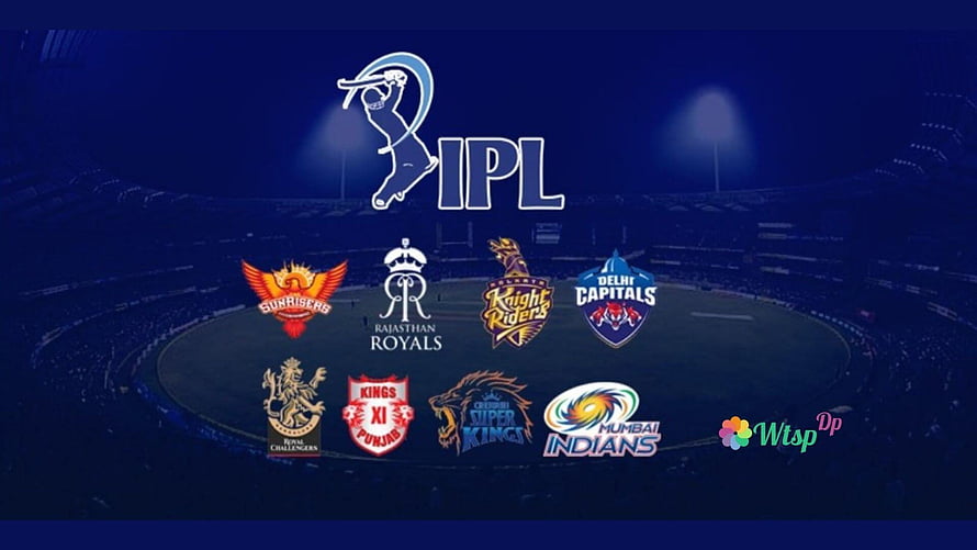 Indian Premier League Team Logos Displayed on Cricket Stadium Field at Night HD wallpaper
